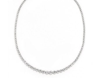 12.50 Carat Natural Diamond Graduated Necklace G SI 14K White Gold 16''