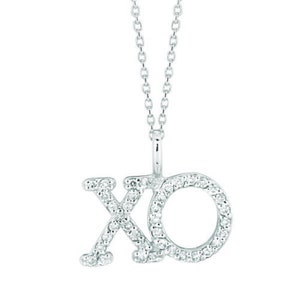 0.20 Carat Natural Diamond XO Necklace Pendant 14K White Gold G SI 18&#39;&#39; chain