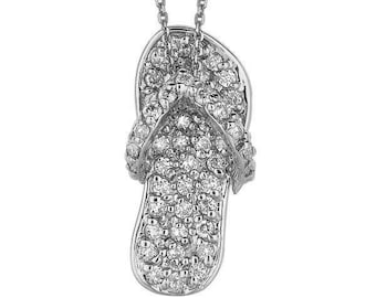 ♢Ｎページです♢訳あり♢K18パ―ティカラ―フロ―ライト チャ―ム 0.50 Carat Natural Diamond Flip Flop Necklace Pendant 14K