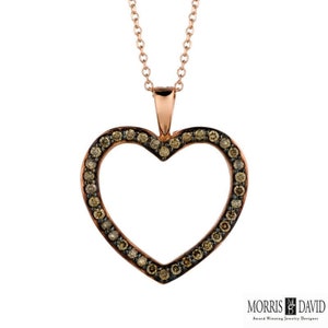 0.33 Carat Champagne Diamond Heart Necklace 14K Rose Gold 18&#39;&#39; chain