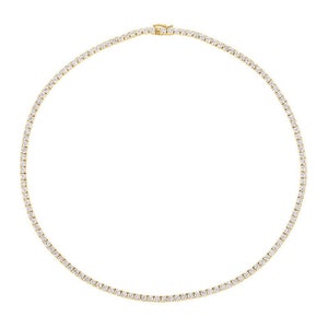 3.00 Carat Natural Diamond Tennis Necklace G SI 14K Yellow Gold 16&#39;&#39; 1.5mm width