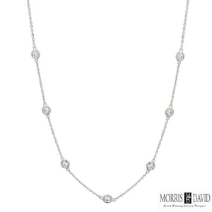 1.50 Carat Natural Diamond by the Yard Necklace 14K White Gold 20 Points each
