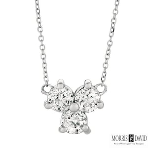 0.75 Carat Natural 3 Stone Diamond Necklace 14K White Gold G SI 18 &#39;&#39; chain