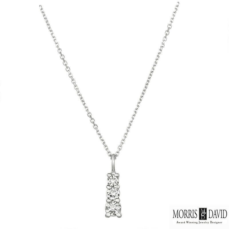 0.40 CT 天然ダイヤモンド 3 ストーン ネックレス ペンダント