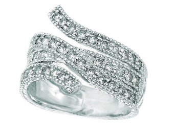 1.05 Carat Natural Diamond Fashion Ring Band G SI 14K White Gold