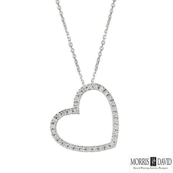 0.40 カラット 天然ダイヤモンド ハート ネックレス G SI 14K ホワイト 