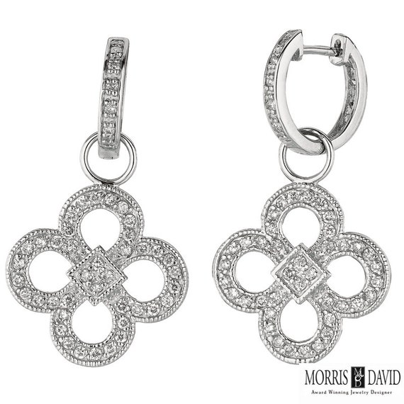 14k Solid Gold 8mm VS Diamond Clover Earrings - 50081 1.01 Carat Natural Diamond Clover Earrings G-H SI 14K Yellow Gold display picture 1