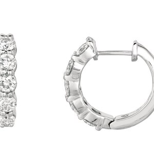 0.75 Carat Natural Diamond Hoop Earrings G SI 14K White Gold