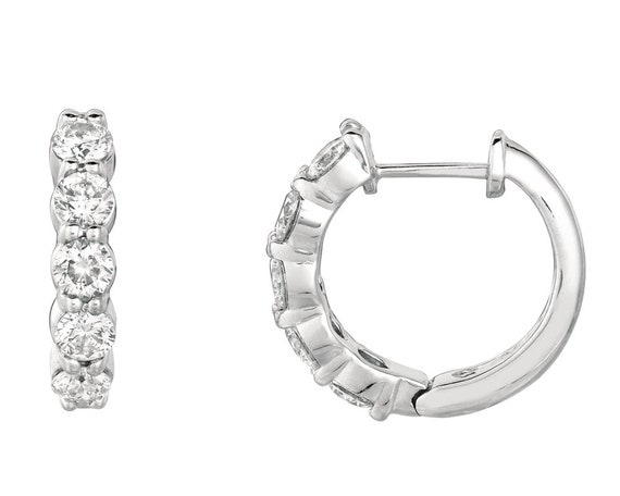 Carat Natural Diamond Hoop Earrings G SI 14K White Gold