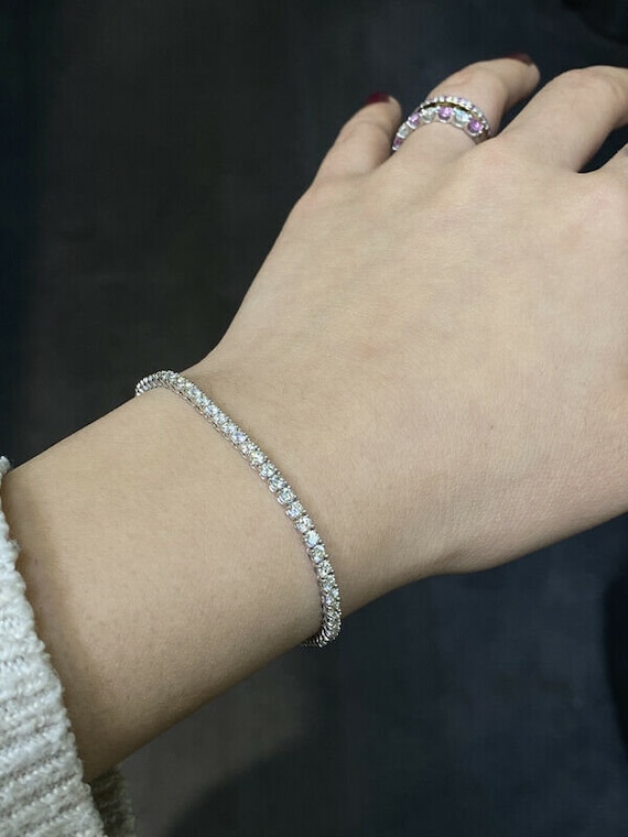 6'' Carat Natural Diamond Tennis Bracelet G SI 14K White Gold