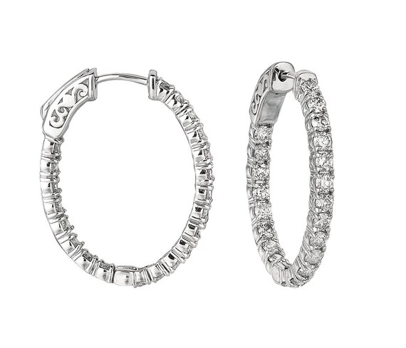 LADIES HOOP EARRINGS 3.00CT ROUND DIAMOND 14K WHITE GOLD (SI QUALITY) LADIES HOOP EARRINGS 3.00CT ROUND DIAMOND 14K WHITE GOLD (SI QUALITY)