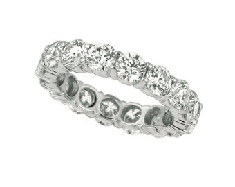 4.80 Carat Natural Diamond Eternity Band Ring G SI 18K White Gold - 16 stones