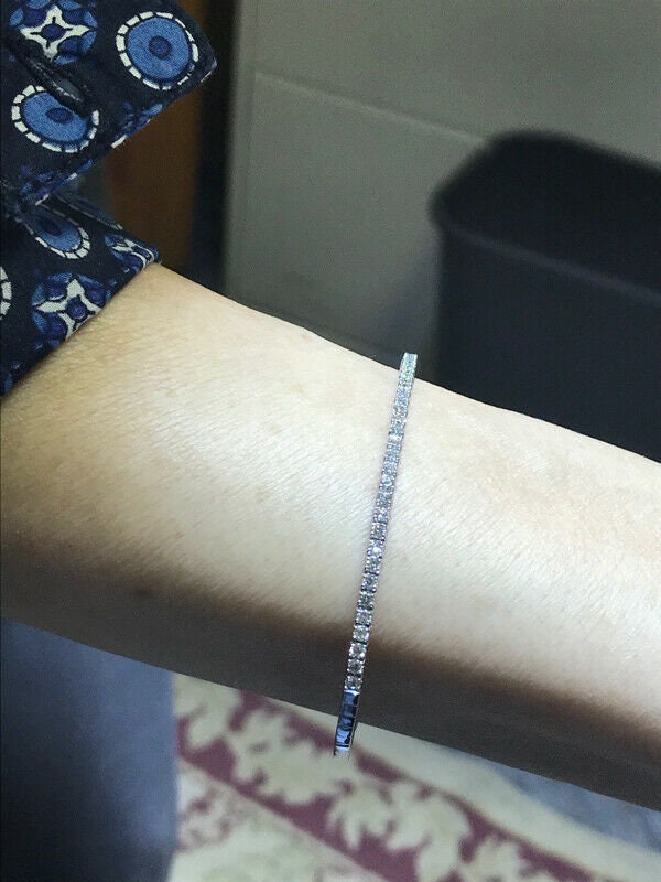 6'' 1.00 Carat Natural Diamond Flexible Bracelet Bangle G-H