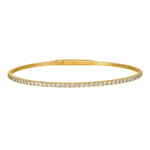 2.00 Carat Natural Diamond Flexible Bangle Bracelet G-H SI 14K Yellow Gold 7&#39;&#39;