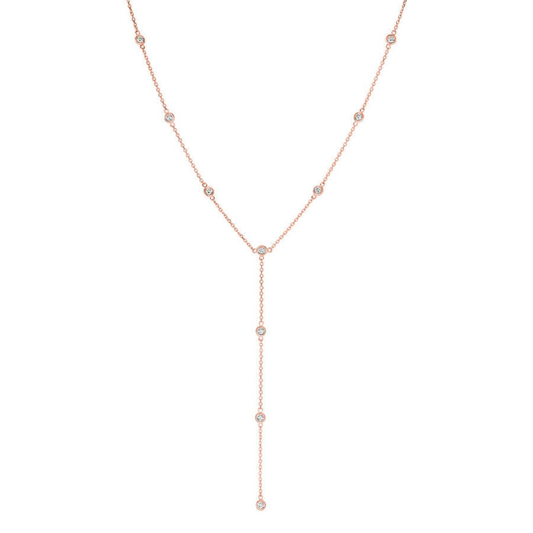1.00 Ct Natural Diamond Bezel Necklace 14K Rose Gold - Etsy