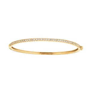 1.00 Carat Natural Diamond Bangle Bracelet G SI 14K Yellow Gold