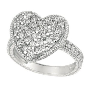 1.00 Carat Natural Diamond Heart Ring Band G SI 14K White Gold