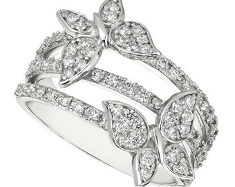 0.75 Carat Natural Diamond Butterfly Ring G SI 14K White Gold