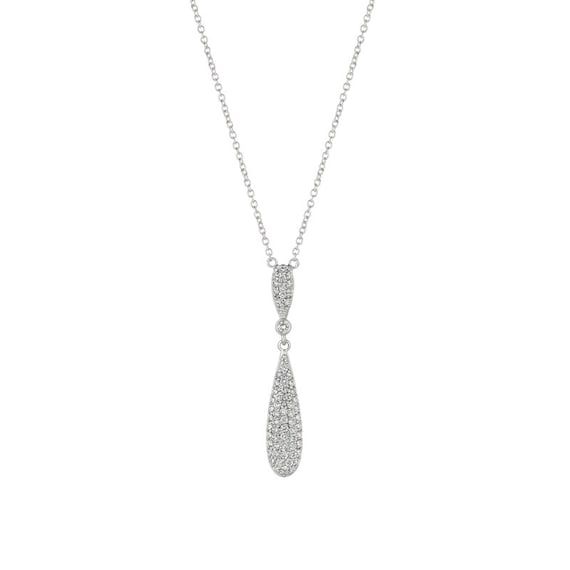 0.60 カラット 天然ダイヤモンド ドロップ ネックレス 14K ホワイト 