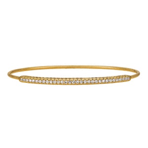 0.60 Carat Natural Diamond Stretchable Bangle Bracelet G SI 14K Yellow Gold