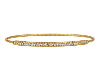 0.60 Carat Natural Diamond Stretchable Bangle Bracelet G SI 14K Yellow Gold