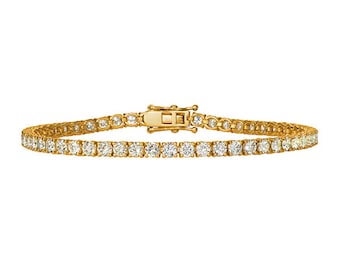 Pulsera de tenis de diamantes naturales de 4,00 quilates G SI oro amarillo de 14 quilates