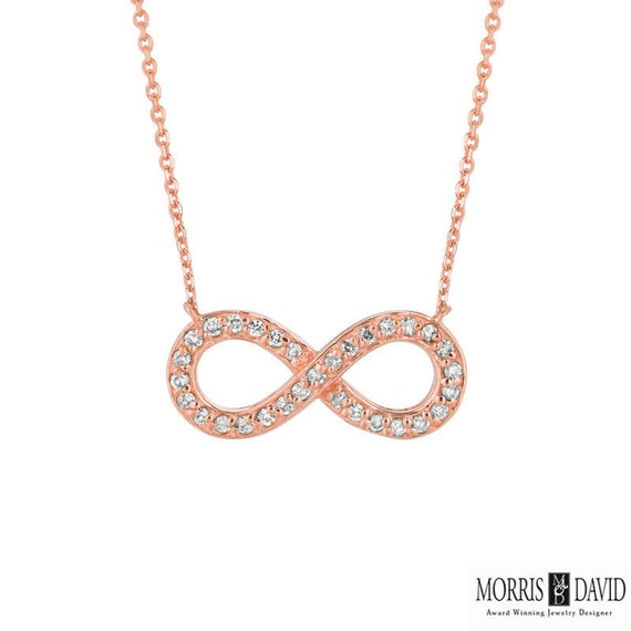 0.40 カラット 天然ダイヤモンド インフィニティ ネックレス 14K 