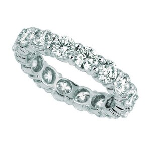 4.00 Carat Natural Diamond Eternity Band Ring G SI 18K White Gold 16 stones