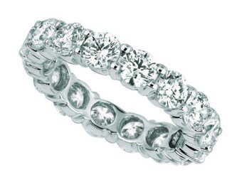 4.00 Carat Natural Diamond Eternity Band Ring G SI 18K White Gold 16 stones