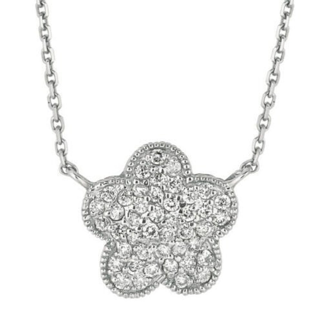 Orecchini A Fiore In Oro Bianco 10K Con Zaffiri Blu Cluster - 0.40 Carati Totali - Confezione Regalo - 4