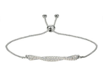 0.25 Carat Diamond Bolo Bracelet G SI 14K White Gold 7'' adjustable