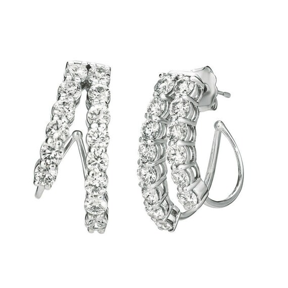LADIES HOOP EARRINGS 3.00CT ROUND DIAMOND 14K WHITE GOLD (SI QUALITY) LADIES HOOP EARRINGS 3.00CT ROUND DIAMOND 14K WHITE GOLD (SI QUALITY)