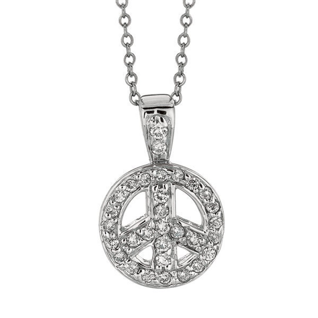 Diamond peace sign best sale pendant