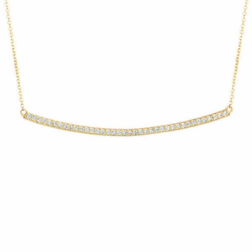 0.40 Carat Natural Diamond Bar Pendant 14K Yellow Gold G SI 18 inches chain