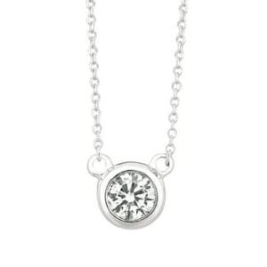 0.50 Carat Natural Diamond Bezel Solitaire Necklace Pendant 14K White Gold G SI