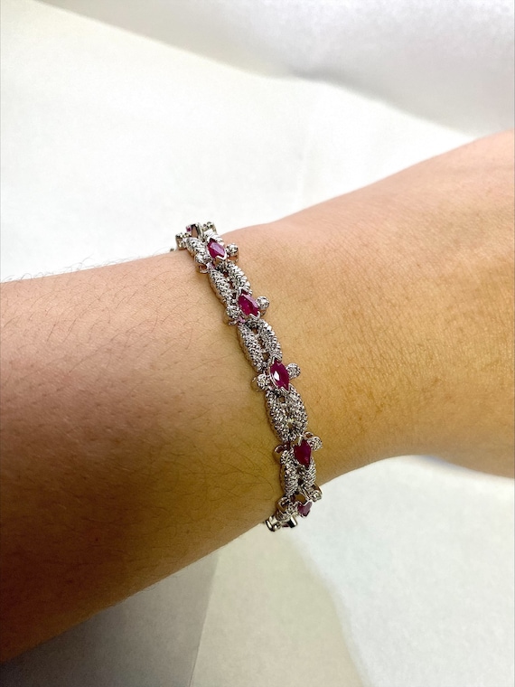 14kt Yellow Gold Ruby and Diamond Rope Bracelet, 17.3 Grams, 7 Inches Long,  7 3mm Rubies, 6 2mm Diamonds, 8.3 Mm Wide, Push-in Clasp - Etsy
