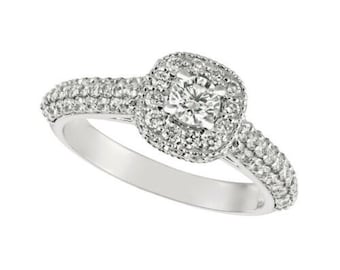 1.20 Carat Natural Diamond Engagement Ring G SI 14K White Gold