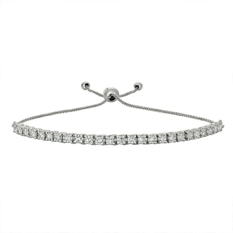 1.50 Carat Diamond Bolo Tennis Bracelet G SI 14K White Gold 7'' adjustable
