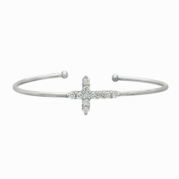 Buy Clearance Sale Sideways Cross Bangle Bracelet With Rhinestones Bangle  Yellow, Rose or White Gold Online in India - Etsy