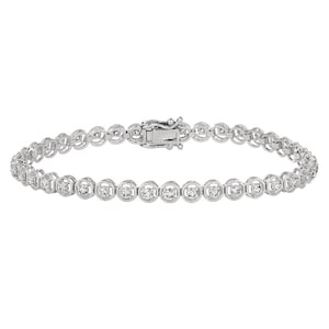 1.00 Carat Natural Diamond Bracelet G SI 14K White Gold 7&#39;&#39;