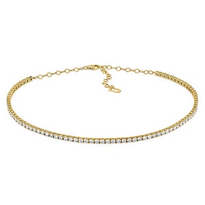 Naszyjnik choker z naturalnego diamentu o masie 6,50 karatów G-H SI 14-karatowe żółte złoto 16 cali