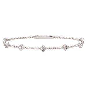 0.53 Carat Natural Diamond Flexible Clover Bracelet G SI 14K White Gold 7&#39;&#39;