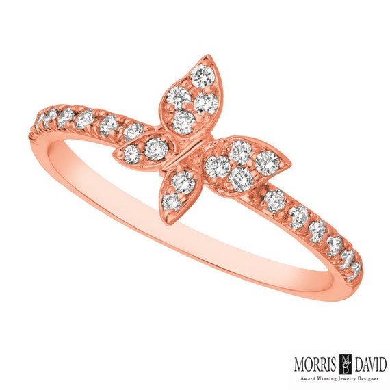 Carat Natural Diamond Butterfly Ring G SI 14K Rose Gold