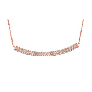 1.00 Carat Natural Diamond Bar Necklace 14K Rose Gold G SI 18 inches chain