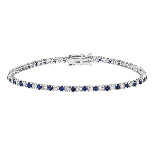 6.90 Carat Diamond and Sapphire Bracelet G SI 14K White Gold
