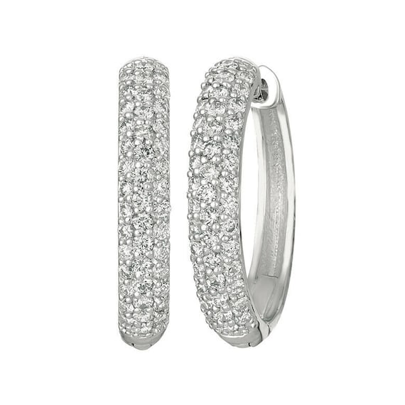 NKlaus coppia 16mm orecchini a cerchio incernierati zirconi bianco