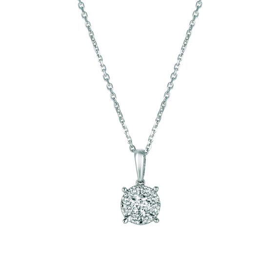 Diamond Ribbon Bow Pendant/Necklace 14k White Gold (0.23ct)