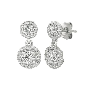 1.00 Carat Natural Diamond Earrings G SI 14K White Gold