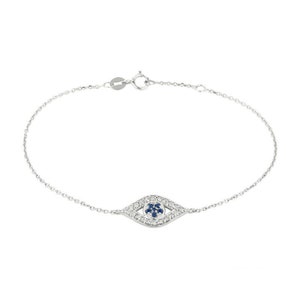 0,34 Karat Natürlicher Diamant und Saphir Auge Armreif 14K WeißGold 7&#39;&#39;