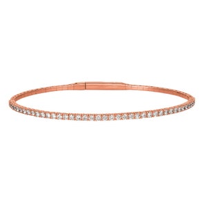 2.00 Carat Natural Diamond Flexible Bangle Bracelet G-H SI 14K Rose Gold 7&#39;&#39;